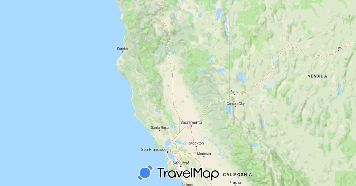 TravelMap itinerary: driving, paddling in United States (North America)
